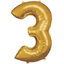 Ballon 3 chiffre couleur or
