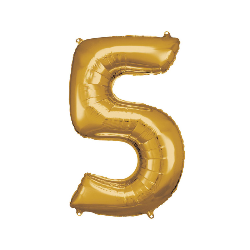 Ballon 5 chiffre couleur or