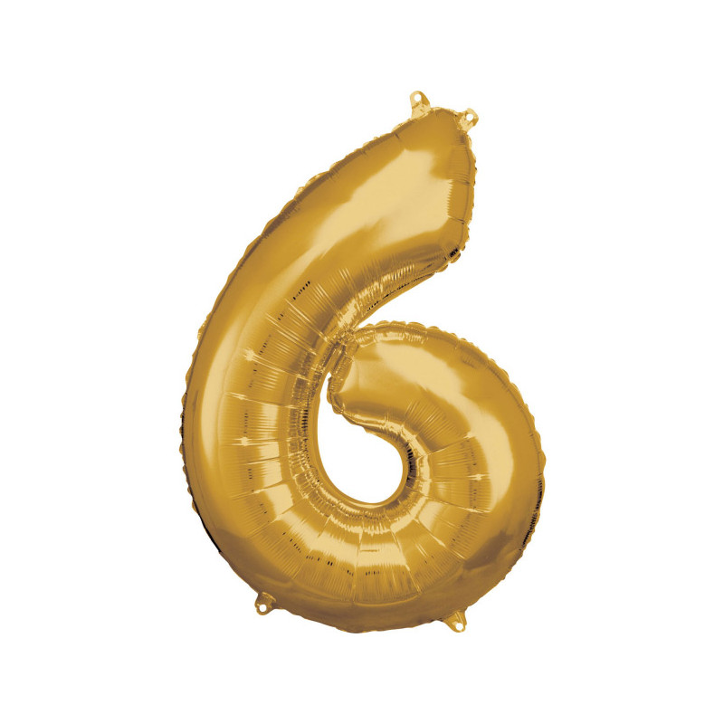 Ballon 6 chiffre couleur or
