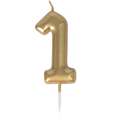 Bougie chiffre 1 or