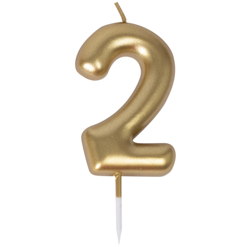 Bougie chiffre 2 or