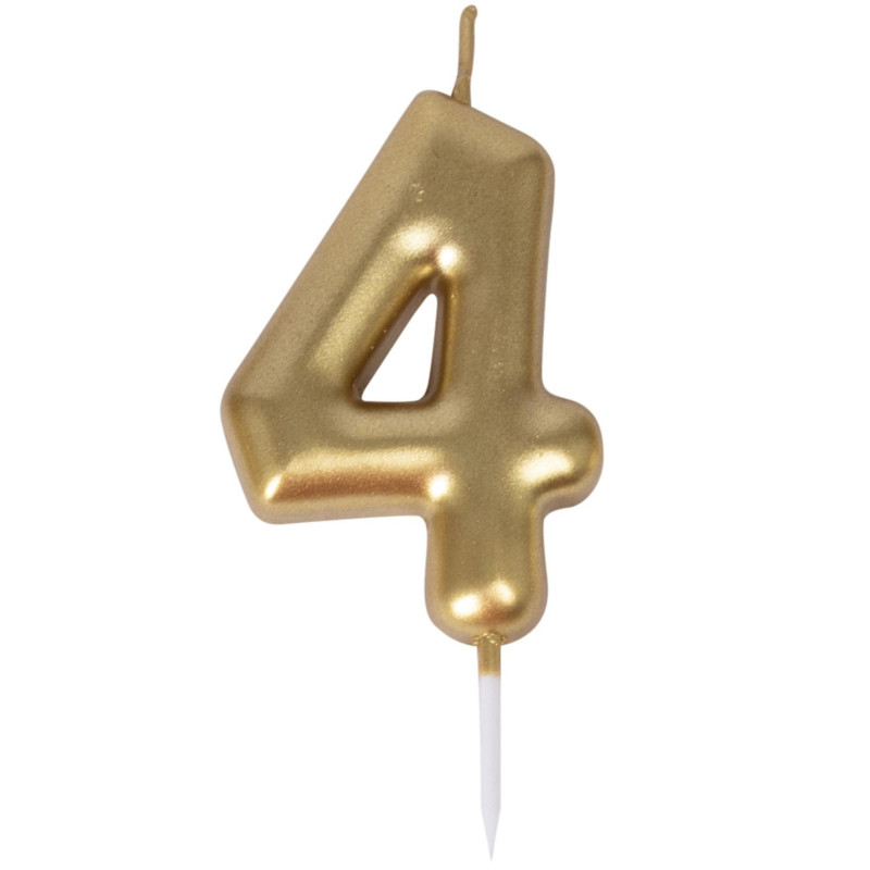 Bougie chiffre 4 or