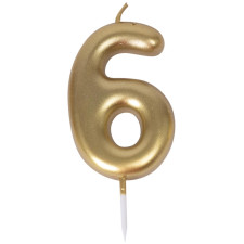 Bougie chiffre 6 or