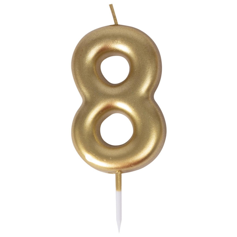 Bougie chiffre 8 or