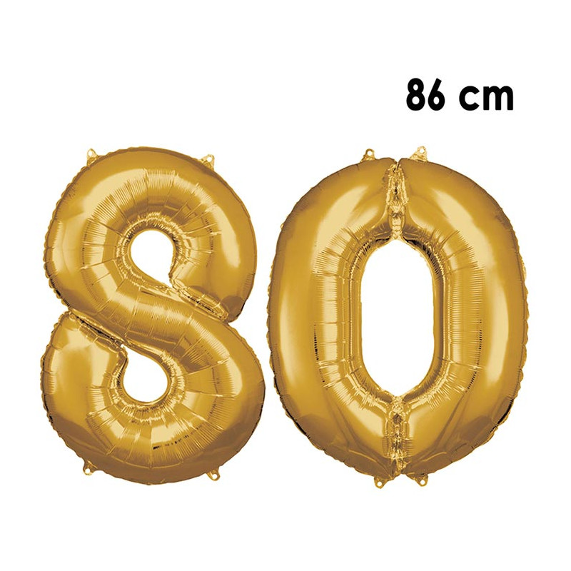Ballon chiffre 80 anniversaire or