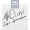 Serviettes d'anniversaire 40 ans couleur argent en papier Serviettes d'anniversaire 40 ans couleur argent en papier
