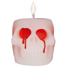 Bougie crâne Halloween avec sang