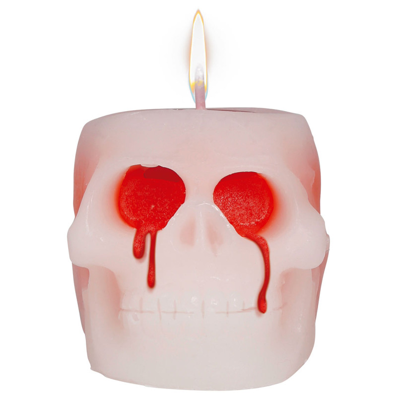 Bougie crâne Halloween avec sang Bougie crâne Halloween avec sang