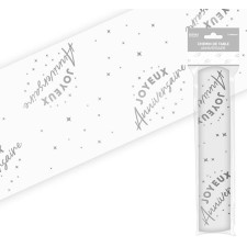 Chemin de table joyeux anniversaire couleur argent