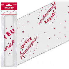 Chemin de table rouge joyeux anniversaire