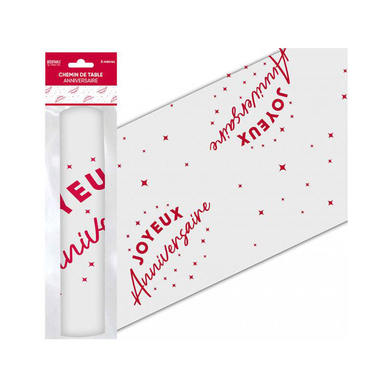 Chemin de table rouge joyeux anniversaire