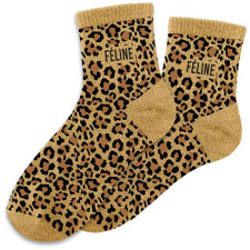Chaussettes paillettes féline léopard