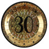 Assiettes pour anniversaire 30 ans noir et or en carton Assiettes pour anniversaire 30 ans noir et or en carton