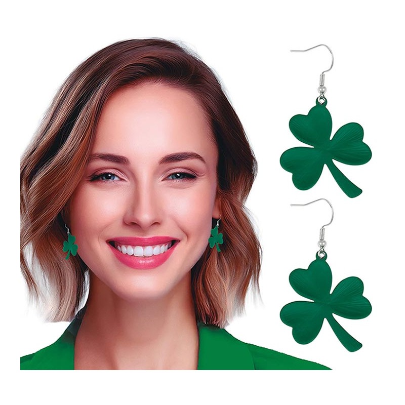 Accessoire Saint Patrick boucles d'oreilles trèfles verts Accessoire Saint Patrick boucles d'oreilles trèfles verts