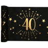 Chemin de table pour anniversaire 40 ans de 5 mètres noir et doré Chemin de table pour anniversaire 40 ans de 5 mètres noir et doré