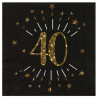 Serviettes en papier pour anniversaire 40 ans thème noir et or Serviettes en papier pour anniversaire 40 ans thème noir et or