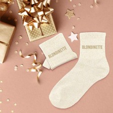 Cadeau chaussettes à paillettes blondinette