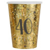 Gobelets en carton pour anniversaire 40 ans noir et or Gobelets en carton pour anniversaire 40 ans noir et or