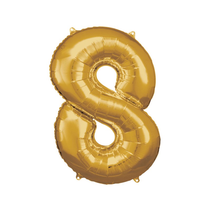 Ballon 8 chiffre couleur or