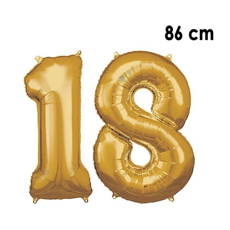 Ballon chiffre 18 anniversaire or