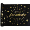 Chemin de table chic pour anniversaire thème noir or Chemin de table chic pour anniversaire thème noir or