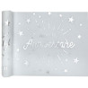 Chemin de table chic pour anniversaire blanc et argent