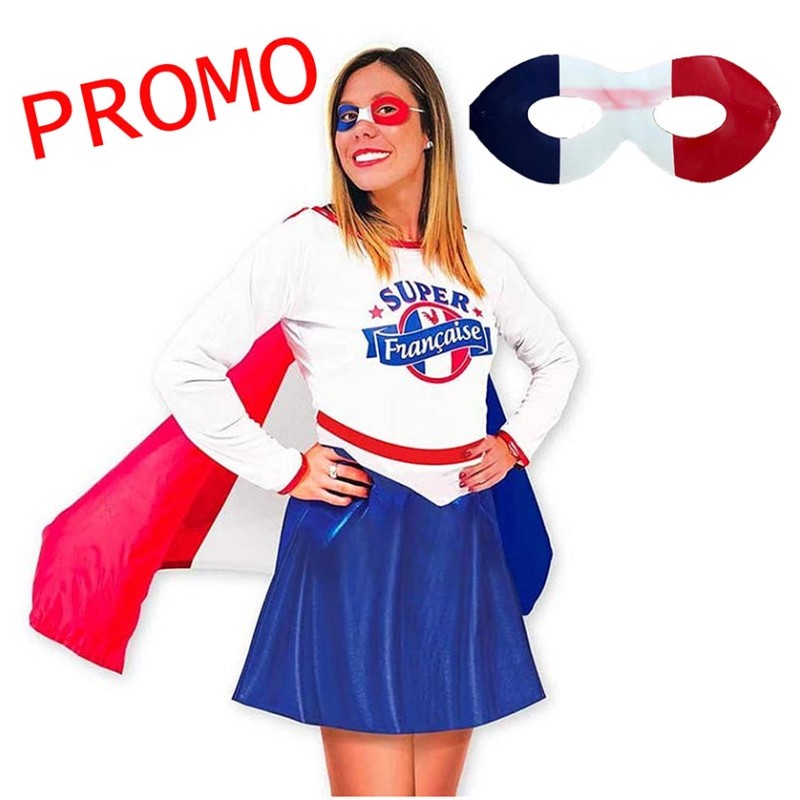 Déguisement bleu blanc rouge femme