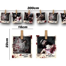 Guirlande Halloween avec photos de scènes de crime