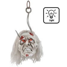 Tête de zombie lumineuse avec crochet pour décoration Halloween