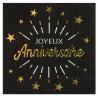 Serviettes joyeux anniversaire en papier noires et dorées Serviettes joyeux anniversaire en papier noires et dorées