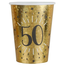 Gobelets pour anniversaire 50 ans noir et or