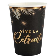 Gobelet retraite noir et or en carton