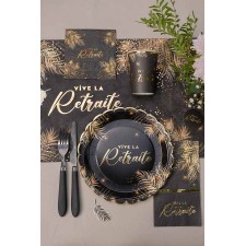 Décoration de table retraite noire et or Décoration de table retraite noire et or