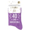 Paire de chaussettes anniversaire 40 ans à paillettes