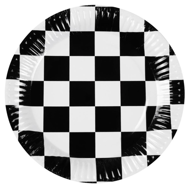 Assiette damier noir et blanc