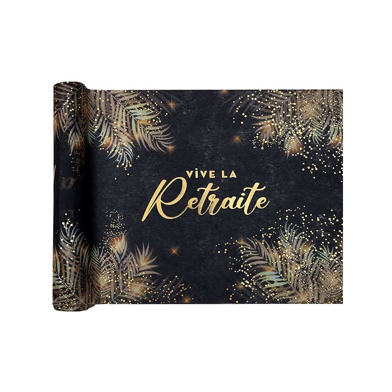 Chemin de table retraite noir et or Chemin de table retraite noir et or