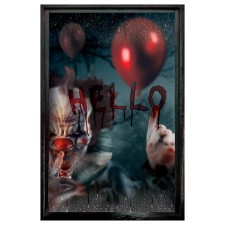 Déco de fenêtre Halloween clown tueur