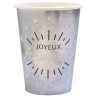 Gobelets joyeux anniversaire couleur argent en carton