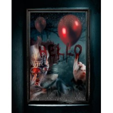 Décoration avec clown tueur pour fenêtre Halloween