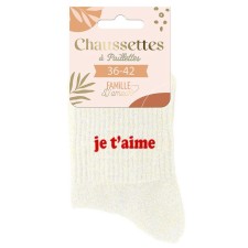 Paire de chaussettes Je t'aime à paillettes