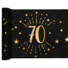 Chemin de table pour anniversaire 70 ans noir et or de 5 mètres Chemin de table pour anniversaire 70 ans noir et or de 5 mètres