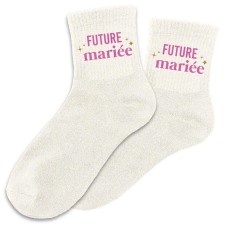 Chaussettes paillettes future mariée EVJF