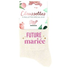 Paire de chaussettes EVJF Future Mariée à paillettes Paire de chaussettes EVJF Future Mariée à paillettes