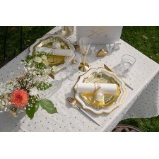 Nappe mariage blanche avec cœurs dorés Nappe mariage blanche avec cœurs dorés