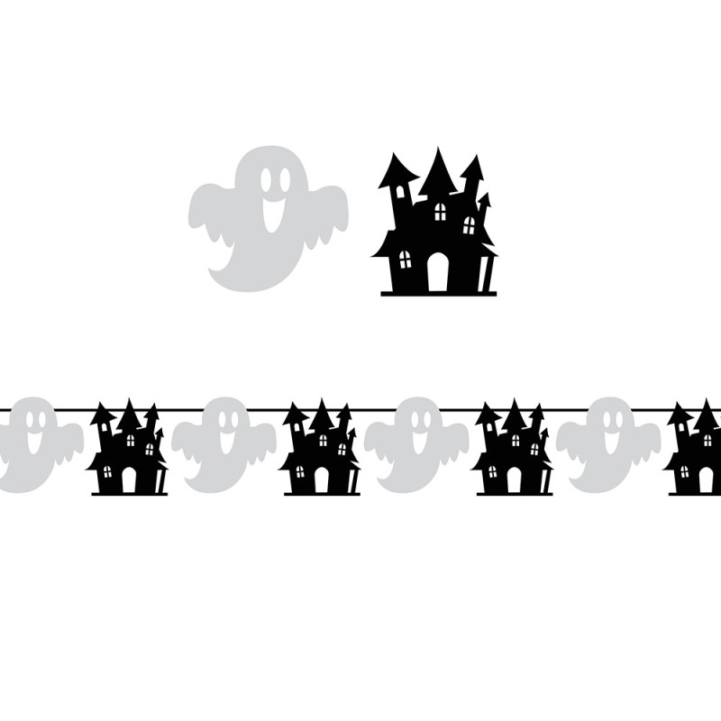 Guirlande Halloween fantôme et maison hantée Guirlande Halloween fantôme et maison hantée