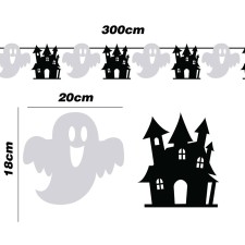 Fanions fantômes et maisons hantées pour guirlande Halloween Fanions fantômes et maisons hantées pour guirlande Halloween
