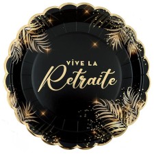 Assiette retraite noire et or