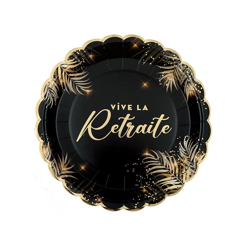Assiette retraite noire et or