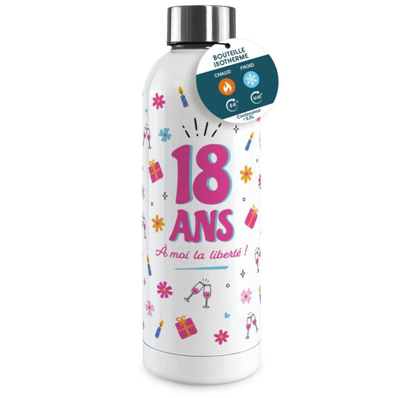 Gourde isotherme 18 ans femme anniversaire Gourde isotherme 18 ans femme anniversaire