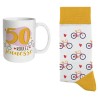 Mug pailleté 50 ans femme avec chaussettes pour cadeau d'anniversaire